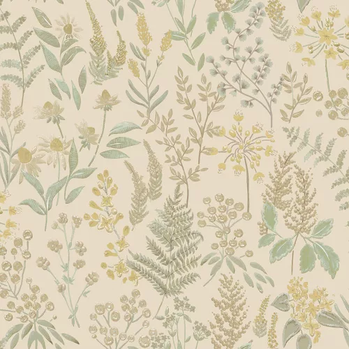 Holden Lost Garden vlies anyagú, beige, barna, zöld, mustársárga színű, virágos, Modern tapéta