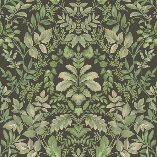 Holden Lost Garden vlies anyagú, fekete, zöld, szürke színű, leveles, Modern tapéta
