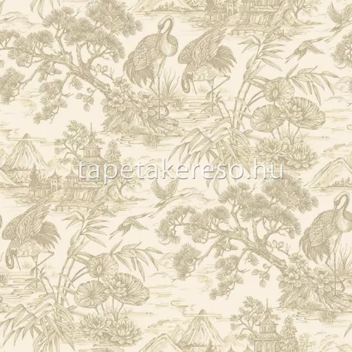 Holden Arboretum vlies anyagú beige, barna színű madaras, fás, növényes modern tapéta