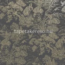   Holden Arboretum vlies anyagú fekete, arany színű madaras, fás, növényes modern tapéta