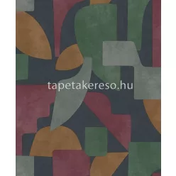   Holden Arboretum vlies anyagú kék, zöld, barna, bordó színű geometriai modern tapéta