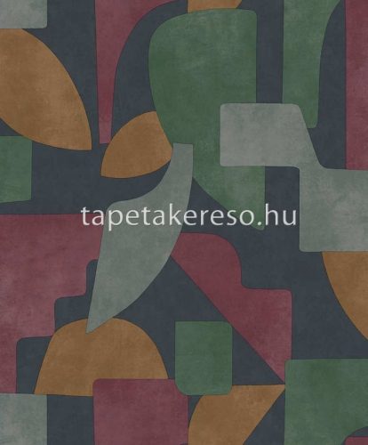 Holden Arboretum vlies anyagú kék, zöld, barna, bordó színű geometriai modern tapéta