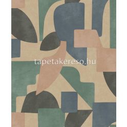   Holden Arboretum vlies anyagú beige, zöld, mályva, kék, fekete színű geometriai modern tapéta