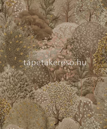 Holden Arboretum vlies anyagú barna, rózsaszín színű növényes, fás modern tapéta