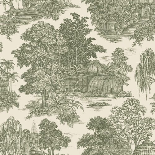 Holden Tales of the Manor vlies anyagú, beige, zöld színű, épület, fás, Modern tapéta
