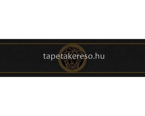 AS Creation Versace 5 vlies, vinyl anyagú fekete, arany színű geometriai, versace modern bordűr