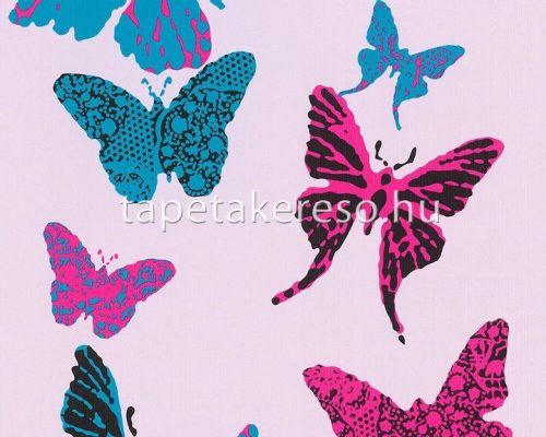 AS Creation Boys & Girls 6 papír anyagú kék, pink, fekete, rózsaszín színű pillangós gyerek tapéta
