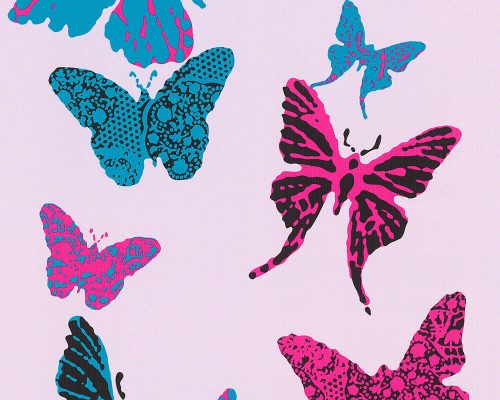 AS Creation Boys & Girls 6 papír anyagú kék, pink, fekete, rózsaszín színű pillangós gyerek tapéta