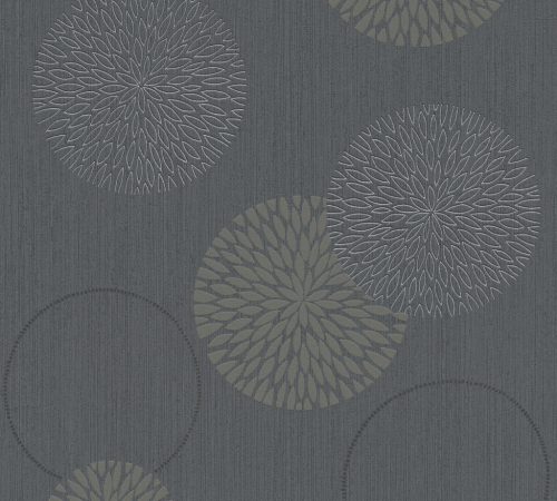 AS Creation Casual Living vlies, habos anyagú szürke, barna színű körös modern tapéta
