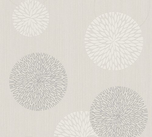 AS Creation Casual Living vlies, habos anyagú beige, szürke színű körös modern tapéta