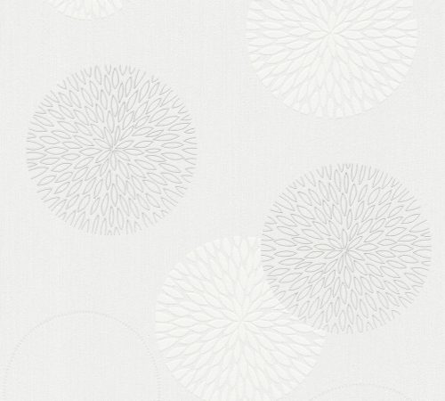 AS Creation Casual Living vlies, habos anyagú fehér, beige színű körös modern tapéta
