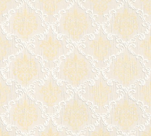 Architects Paper Finest vlies, textil anyagú fehér, beige, sárga színű barokk klasszikus tapéta