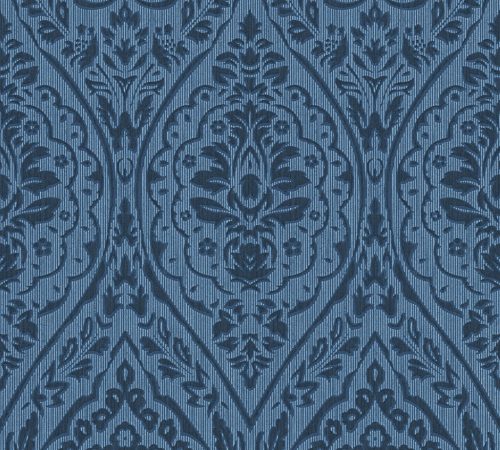 Architects Paper Finest vlies, textil anyagú kék, csillámos színű barokk klasszikus tapéta