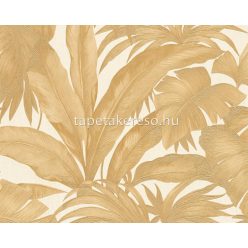   AS Creation Versace 5 vinyl, vlies anyagú arany, sárga, fehér színű leveles modern tapéta