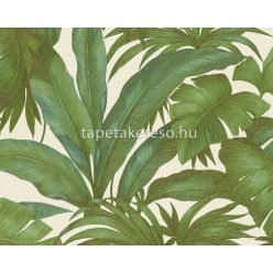   AS Creation Versace 5 vinyl, vlies anyagú beige, zöld, arany színű leveles modern tapéta