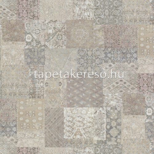 Emiliana Parati Tesori d'Oriente vlies, vinyl anyagú beige, rózsaszín, szürke, arany, lila színű keleties, patchwork klasszikus tapéta