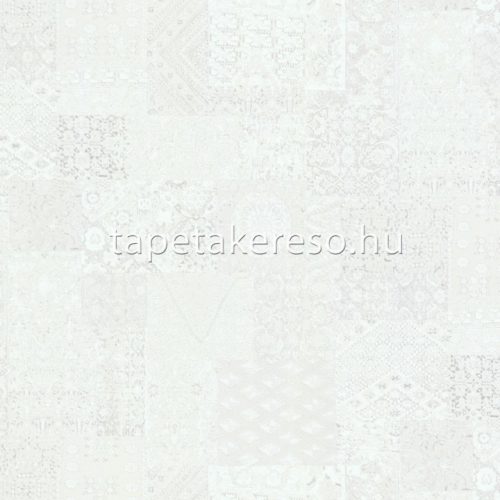 Emiliana Parati Tesori d'Oriente vlies, vinyl anyagú fehér, gyöngyház színű keleties, patchwork klasszikus tapéta