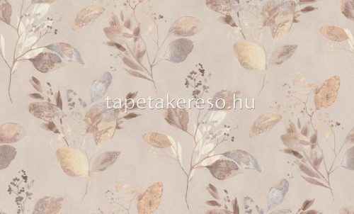 Rasch Fresh Up vlies, vinyl anyagú barna, beige, szürke színű leveles modern tapéta