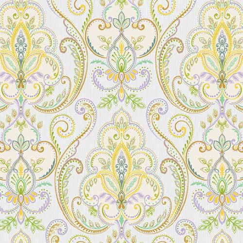 Adawall Tropicano vinyl anyagú beige, zöld, sárga, lila színű etno modern tapéta