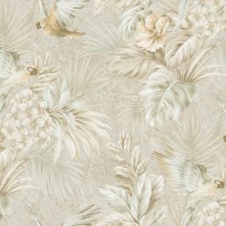   Adawall Tropicano vinyl anyagú beige, barna színű madaras, virágos, leveles modern tapéta