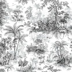   Adawall Tropicano vinyl anyagú fekete, fehér színű állatos, növényes, fás modern tapéta