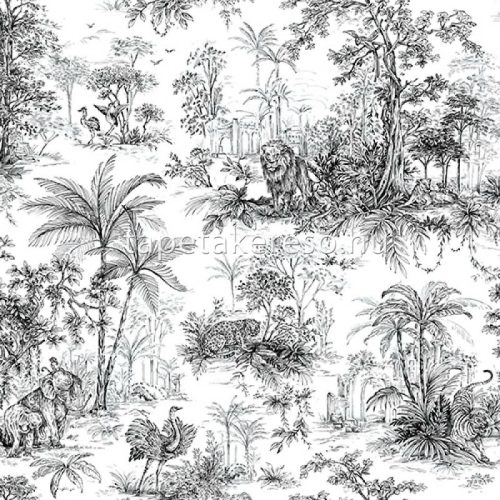 Adawall Tropicano vinyl anyagú fekete, fehér színű állatos, növényes, fás modern tapéta