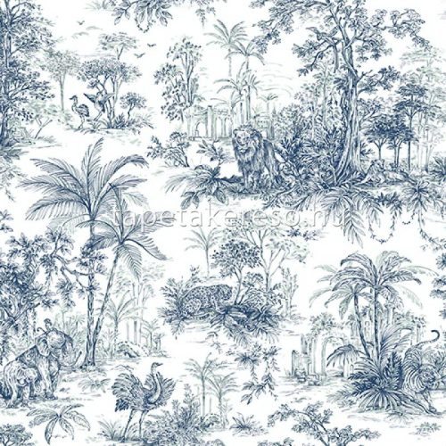 Adawall Tropicano vinyl anyagú kék, fehér színű állatos, növényes, fás modern tapéta