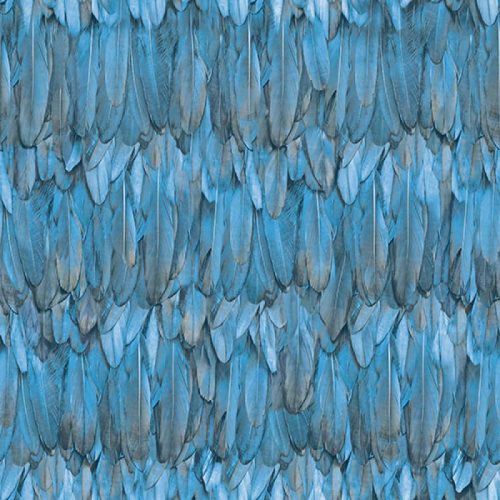 Adawall Tropicano vinyl anyagú kék, barna színű tollas modern tapéta