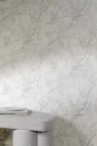 Grandeco Textured Vibes, vinyl, vlies anyagú, fehér, szürke, ezüst színű, márványos, Modern, Industrial tapéta