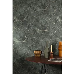   Grandeco Textured Vibes, vinyl, vlies anyagú, zöld, arany színű, márványos, Modern, Industrial tapéta