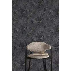   Grandeco Textured Vibes, vinyl, vlies anyagú, fekete, szürke, arany színű, márványos, Modern, Industrial tapéta