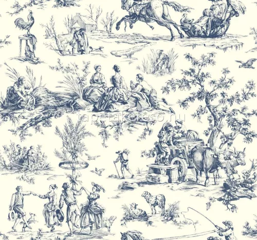 York TOILES RESOURCE LIBRARY vlies anyagú kék, fehér színű állatos, életkép romantikus tapéta