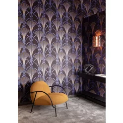   Khroma Agathe vlies anyagú fekete, lila, barna, csillámos színű art deco modern tapéta