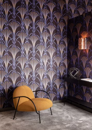 Khroma Agathe vlies anyagú fekete, lila, barna, csillámos színű art deco modern tapéta