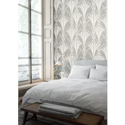   Khroma Agathe vlies anyagú szürke, ezüst színű art deco modern tapéta