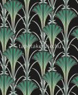 Khroma Agathe vlies anyagú fekete, zöld, türkiz, arany, csillámos színű art deco modern tapéta