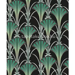   Khroma Agathe vlies anyagú fekete, zöld, türkiz, arany, csillámos színű art deco modern tapéta