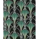 Khroma Agathe vlies anyagú fekete, zöld, türkiz, arany, csillámos színű art deco modern tapéta