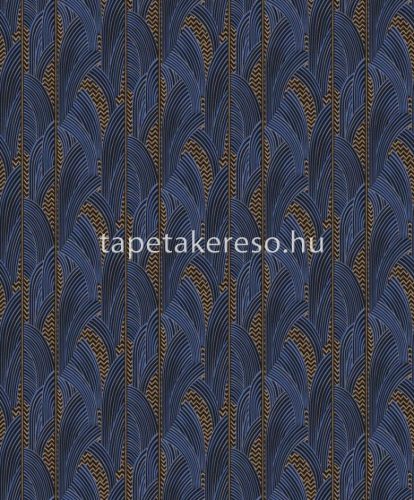 Khroma Agathe vlies anyagú fekete, kék, barna színű art deco modern tapéta
