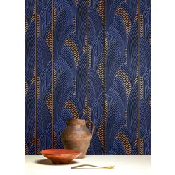   Khroma Agathe vlies anyagú fekete, kék, barna színű art deco modern tapéta