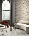 Khroma Agathe vlies anyagú fehér, ezüst, beige, terrakotta színű virágos, indamintás modern tapéta