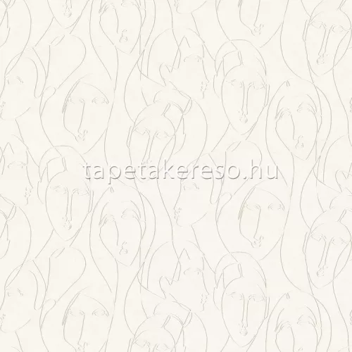 Khroma Agathe vlies anyagú fehér, beige színű arcok modern tapéta