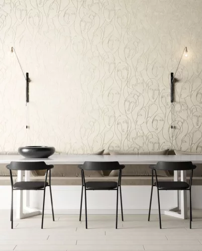 Khroma Agathe vlies anyagú fehér, beige színű arcok modern tapéta