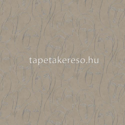 Khroma Agathe vlies anyagú barna, ezüst színű arcok modern tapéta