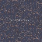 Khroma Agathe vlies anyagú kék, narancssárga színű arcok modern tapéta