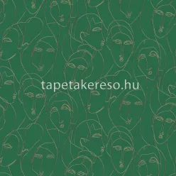   Khroma Agathe vlies anyagú zöld, arany színű arcok modern tapéta