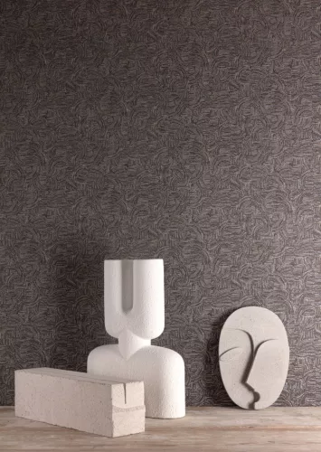 Khroma Agathe vlies anyagú barna, szürke színű pöttyös, art deco modern tapéta