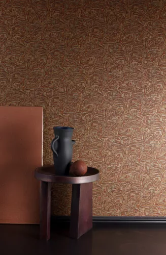 Khroma Agathe vlies anyagú barna, rozsdabarna színű pöttyös, art deco modern tapéta