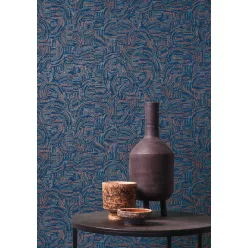   Khroma Agathe vlies anyagú kék, zöld, terrakotta színű pöttyös, art deco modern tapéta