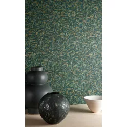   Khroma Agathe vlies anyagú kék, zöld, sárga színű pöttyös, art deco modern tapéta